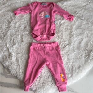 Basic Editions Pink Two-Piece Baby Bodysuit Set